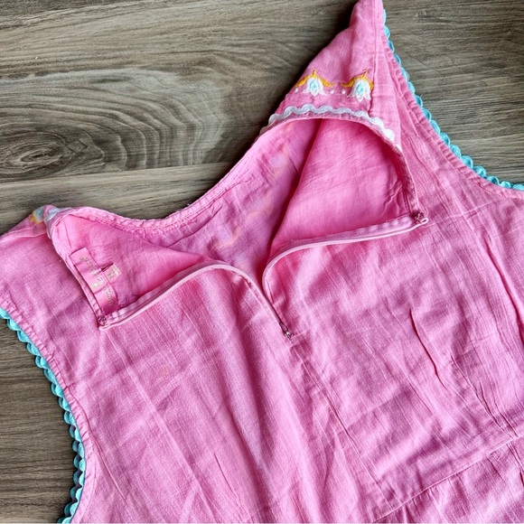 Simply Southern Pink Embroidered Flowers Rickrack Trim Sleeveless Dress Size XL - Picture 12 of 16